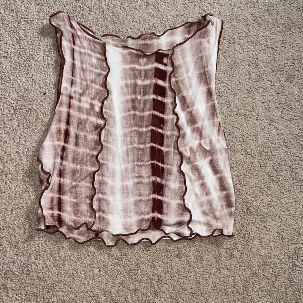 Tight fitted white and brown tank